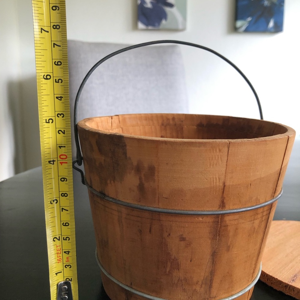 Antique Vintage Firkin Wooden Bucket with Handle - Picture 5 of 9